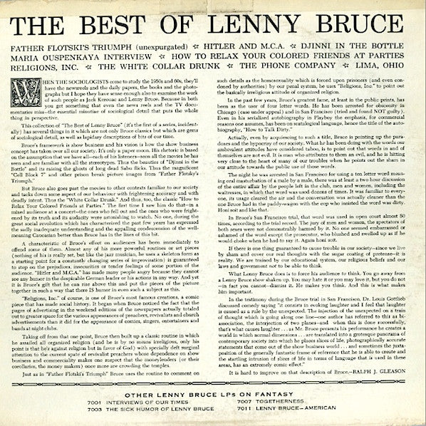 Lenny Bruce : The Best Of Lenny Bruce (LP, Comp)