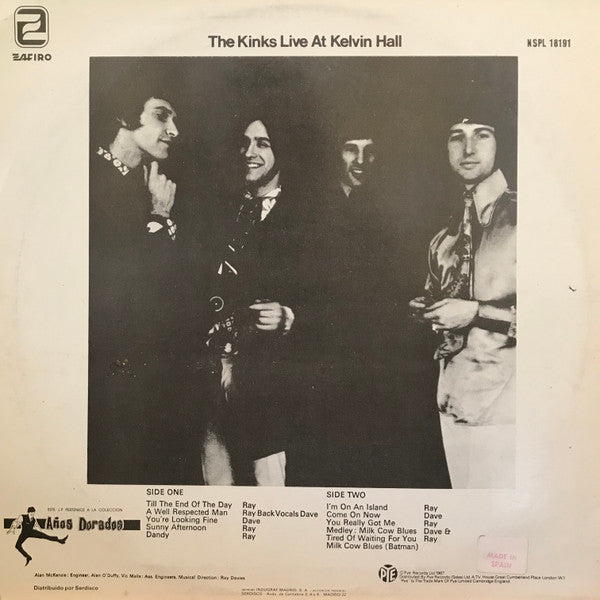 The Kinks : Live At Kelvin Hall (LP, Album, M/Print, RE)