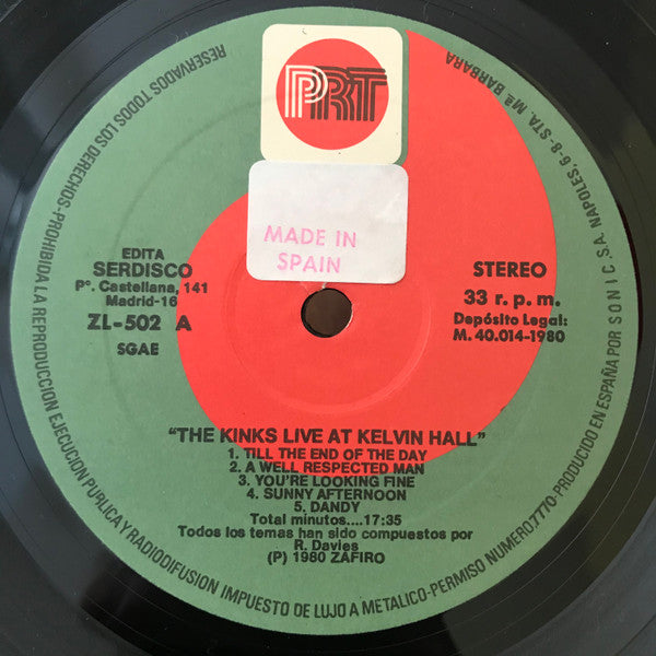 The Kinks : Live At Kelvin Hall (LP, Album, M/Print, RE)