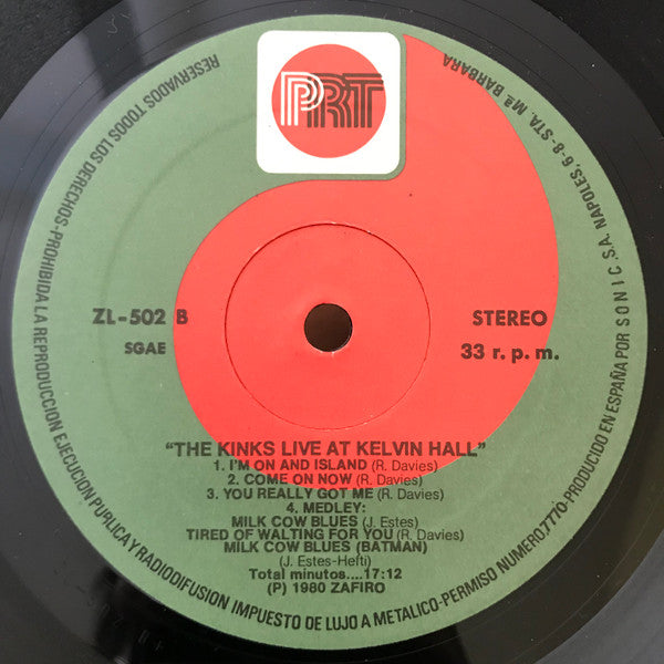 The Kinks : Live At Kelvin Hall (LP, Album, M/Print, RE)