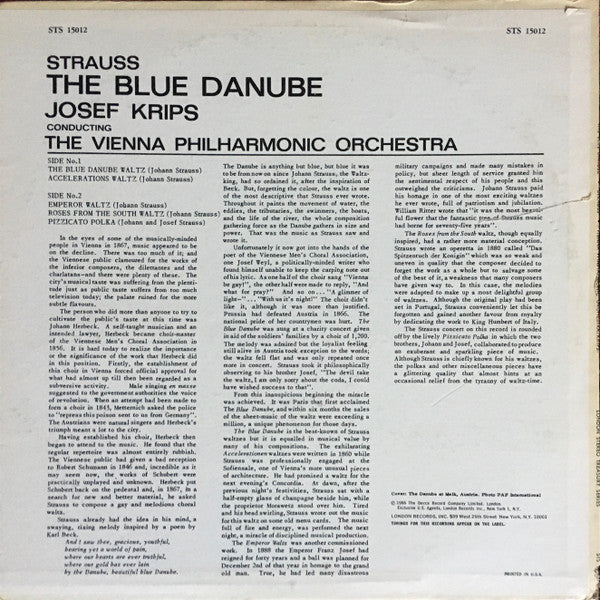 Strauss* – Vienna Philharmonic Orchestra* / Krips* : The Blue Danube (LP, RE, RP)