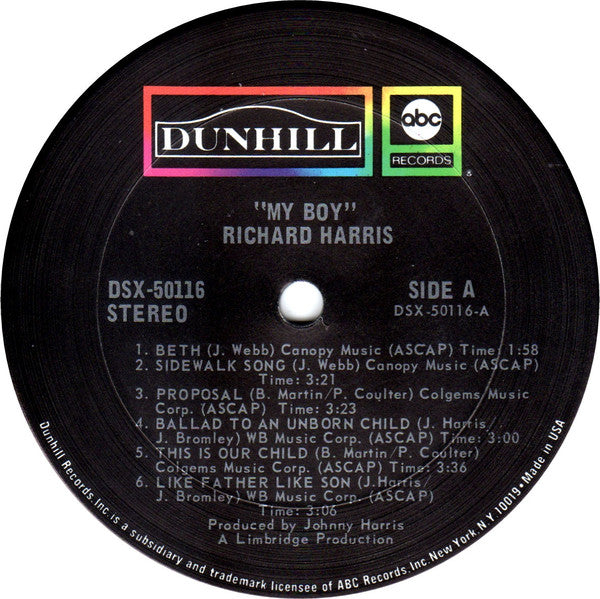 Richard Harris : My Boy (LP, Album, Gat)