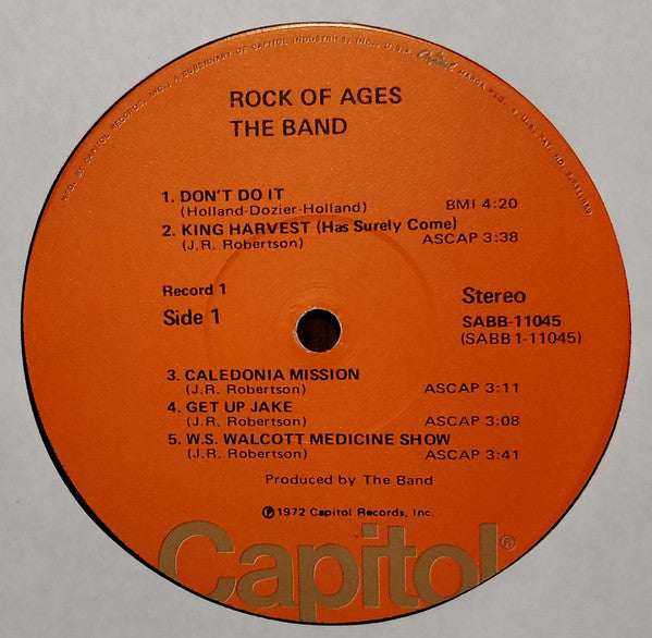 The Band : Rock Of Ages (The Band In Concert) (2xLP, Album, Jac)