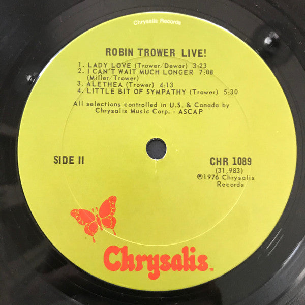 Robin Trower : Robin Trower Live! (LP, Album, San)