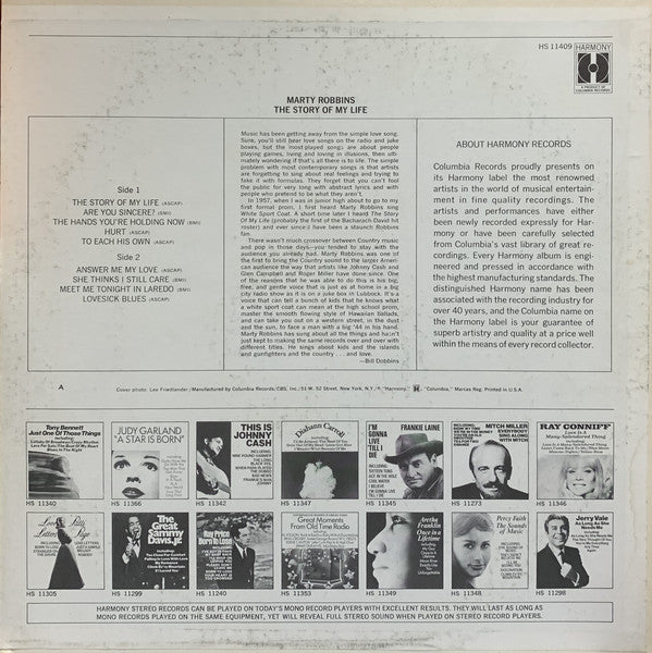 Marty Robbins : The Story Of My Life (LP, Album, Comp, Ter)