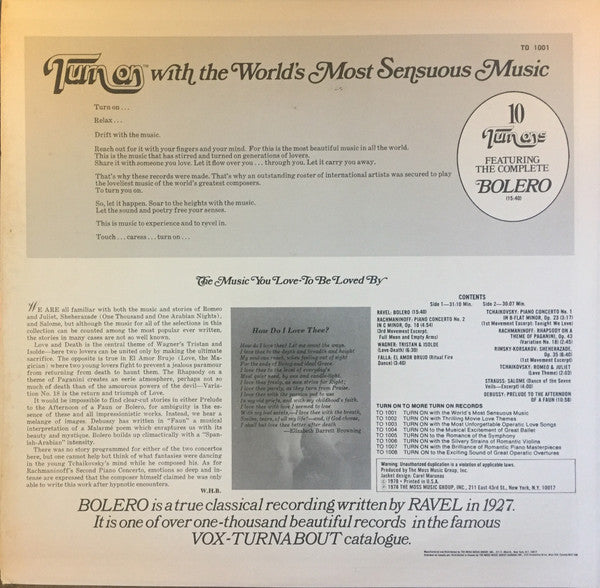 Various : Turn On With The World's Most Sensuous Music (LP, Comp, RE)