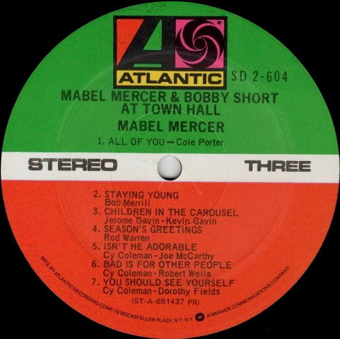 Mabel Mercer & Bobby Short : Mabel Mercer & Bobby Short At Town Hall (2xLP, Album, RE, Pre)