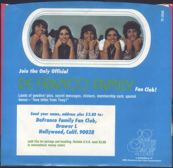 The DeFranco Family Featuring Tony DeFranco : Heartbeat, It's A Lovebeat (7", Single, Styrene)