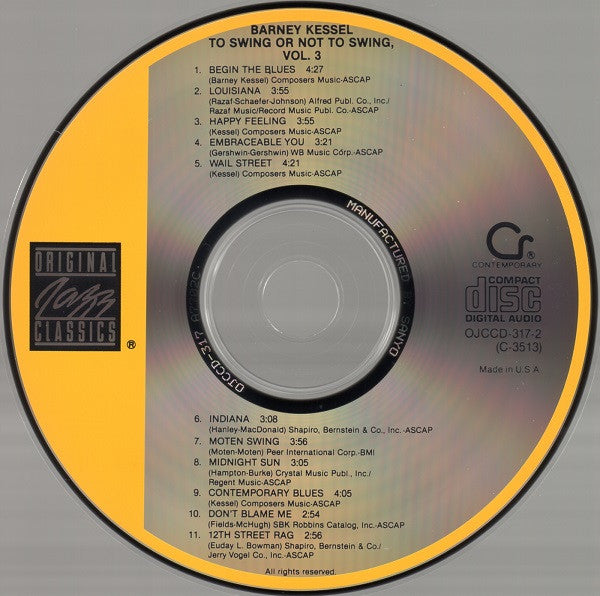 Barney Kessel : Vol. 3, To Swing Or Not To Swing (CD, Album, RE)