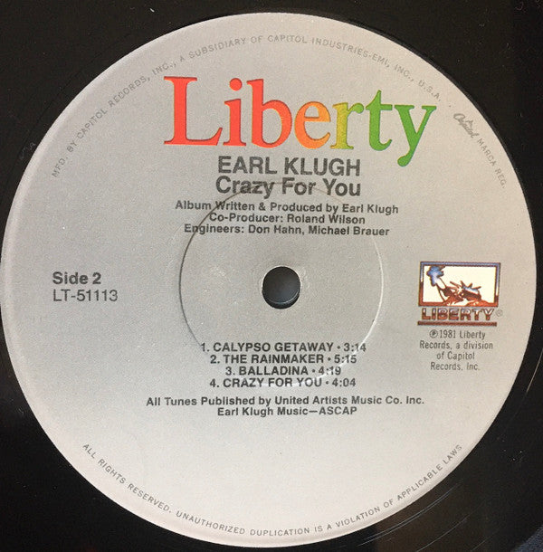 Earl Klugh : Crazy For You (LP, Album, Jac)