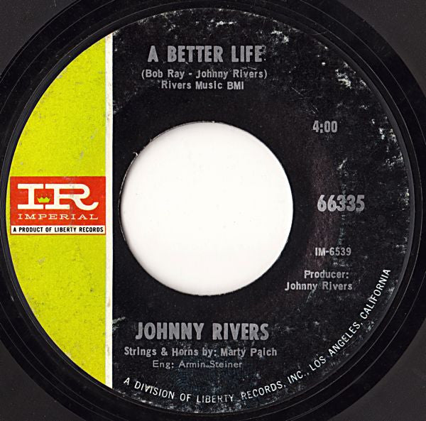 Johnny Rivers : Right Relations / A Better Life (7", Styrene, She)