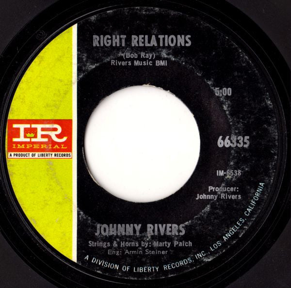 Johnny Rivers : Right Relations / A Better Life (7", Styrene, She)