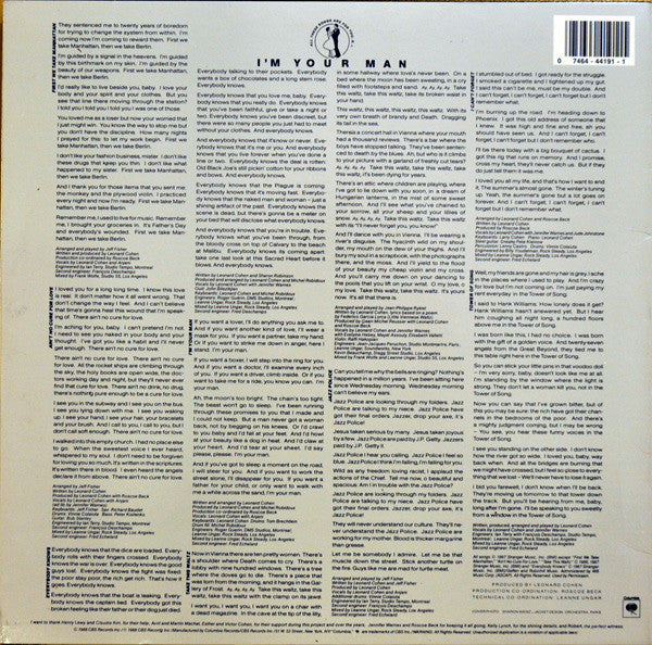 Leonard Cohen : I'm Your Man (LP, Album, Car)