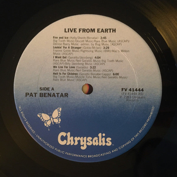 Benatar* : Live From Earth (LP, Album, Club, CRC)