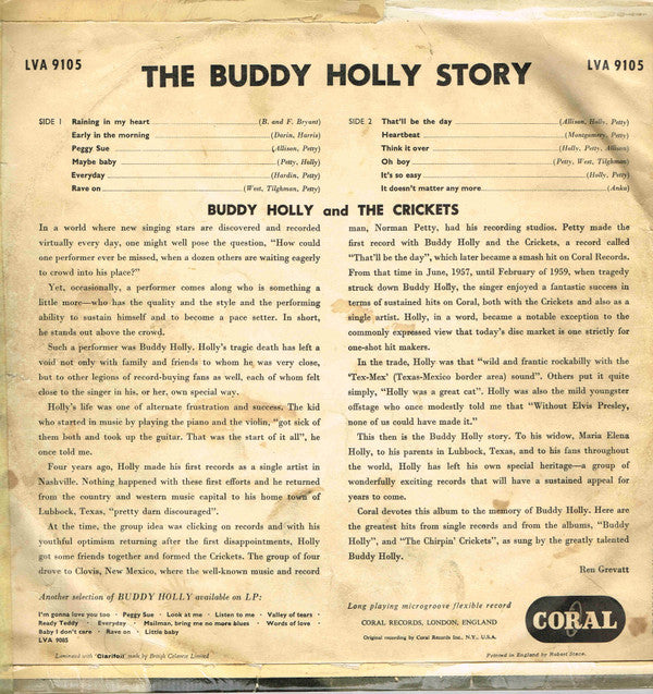 Buddy Holly And The Crickets (2) : The Buddy Holly Story (LP, Comp, Mono)