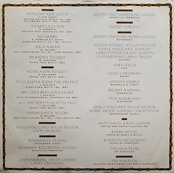 Merle Haggard / Willie Nelson : Poncho & Lefty (LP, Album, Car)