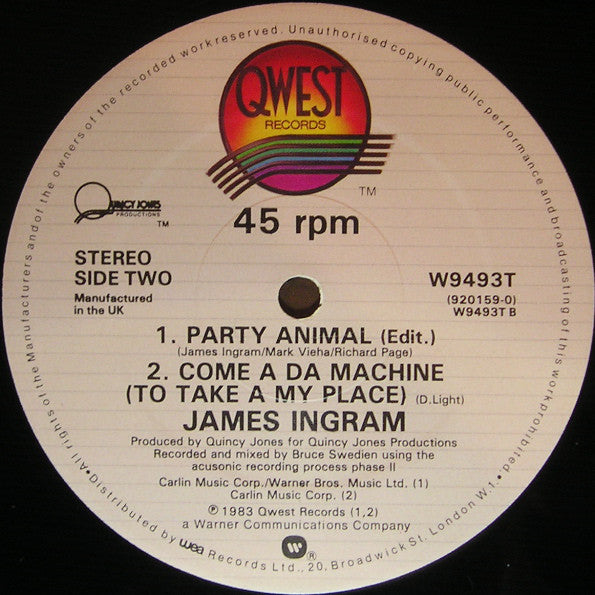 James Ingram : Party Animal (12", Maxi)