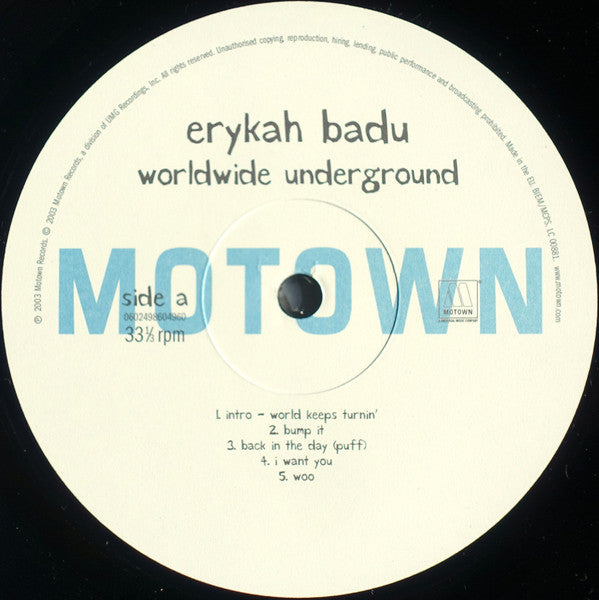 Erykah Badu : Worldwide Underground (LP, Album)