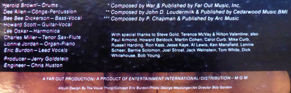 Eric Burdon & War : Eric Burdon Declares "War" (LP, Album, MGM)