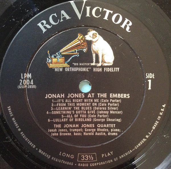 The Jonah Jones Quartet : Jonah Jones At The Embers (LP, Album, Mono, RE)