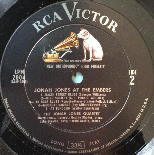 The Jonah Jones Quartet : Jonah Jones At The Embers (LP, Album, Mono, RE)