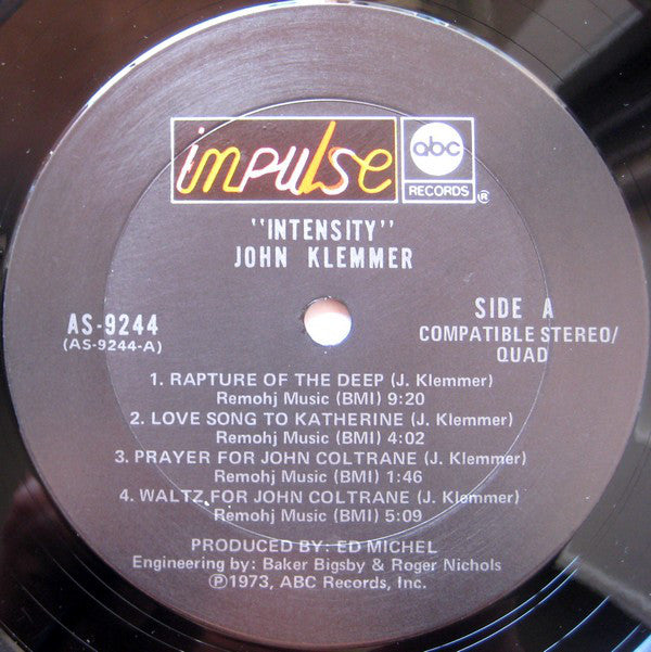 John Klemmer : Intensity (LP, Album, Quad, Gat)