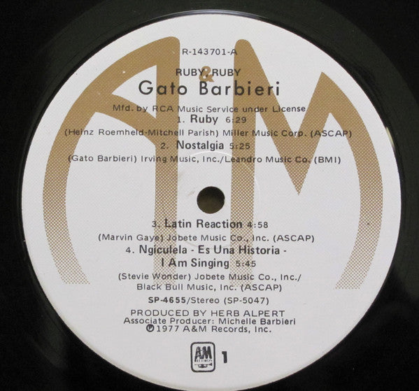 Gato Barbieri : Ruby, Ruby (LP, Album, Club)