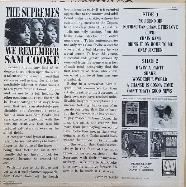 The Supremes : We Remember Sam Cooke (LP, Album, Mono, Ind)