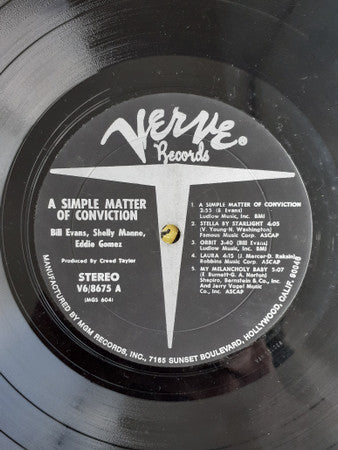 Bill Evans, Shelly Manne, Eddie Gomez : A Simple Matter Of Conviction (LP, Album, RP, Gat)
