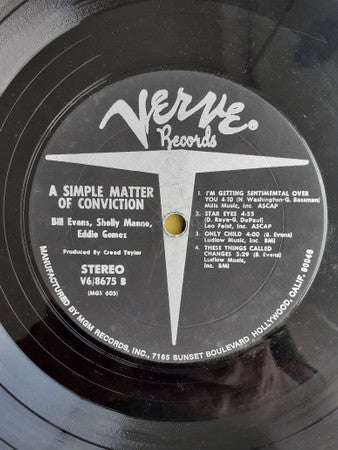 Bill Evans, Shelly Manne, Eddie Gomez : A Simple Matter Of Conviction (LP, Album, RP, Gat)