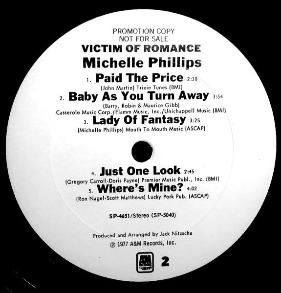 Michelle Phillips : Victim Of Romance (LP, Album, Promo)
