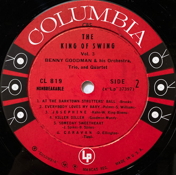 Benny Goodman And His Original Orchestra* And Quartet* : 1937-38 Jazz Concert No. 2 - The King Of Swing Vol. 3 (LP, Album, Mono, RP)