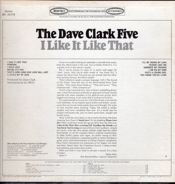 The Dave Clark Five : I Like It Like That (LP, Album, Ter)
