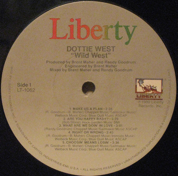 Dottie West : Wild West (LP, Album, Jac)