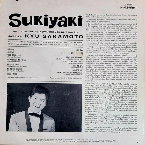 Kyu Sakamoto : Sukiyaki And Other Japanese Hits (LP, Comp, Mono, Los)