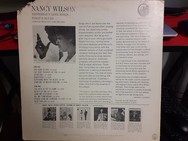 Nancy Wilson : Yesterday's Love Songs • Today's Blues (LP, Album, RP, Scr)