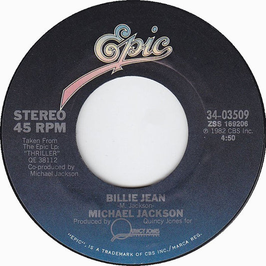 Michael Jackson : Billie Jean / Can't Get Outta The Rain (7", Single, Styrene, Pit)