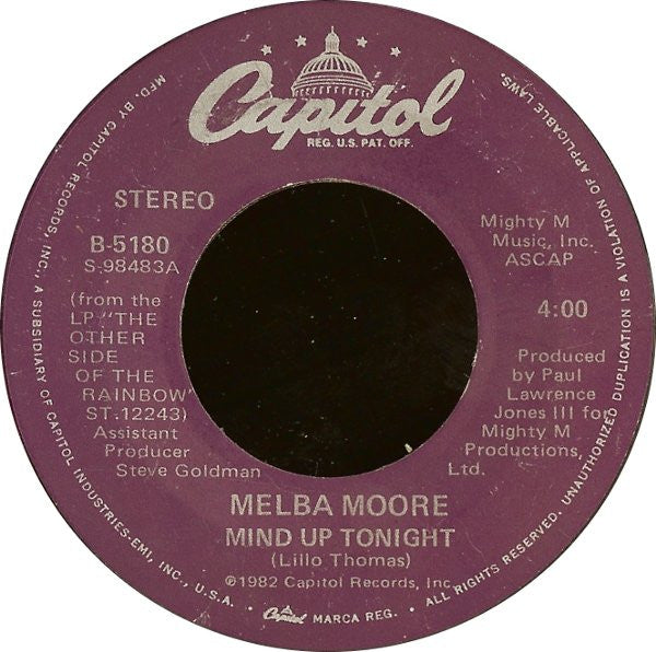 Melba Moore : Mind Up Tonight (7")