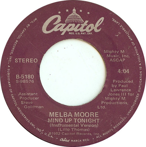 Melba Moore : Mind Up Tonight (7")