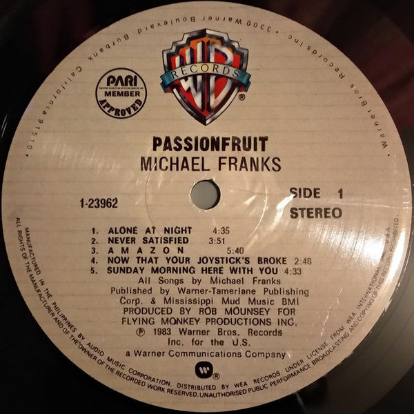 Michael Franks : Passionfruit (LP, Album)