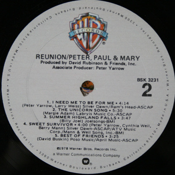 Peter, Paul & Mary : Reunion (LP, Album, Gol)