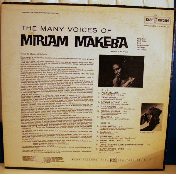 Miriam Makeba : The Many Voices Of Miriam Makeba (LP, Album, Mono, ARC)