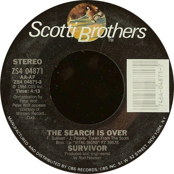 Survivor : The Search Is Over (7", Single, Styrene, Pit)
