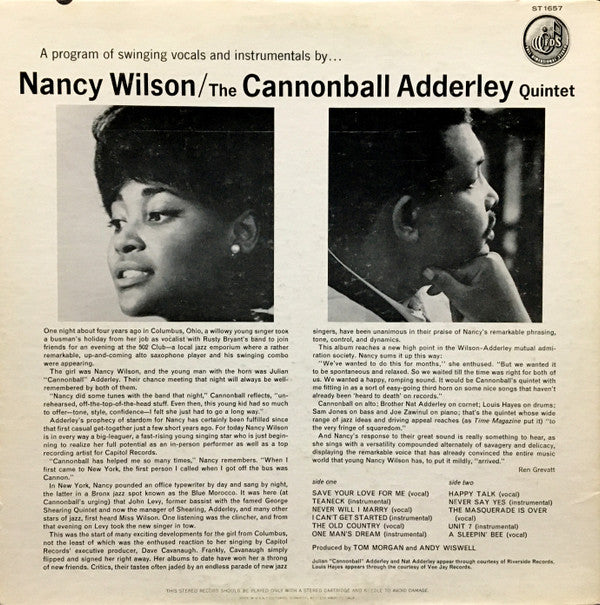 Nancy Wilson / Cannonball Adderley : Nancy Wilson / Cannonball Adderley (LP, Album, Scr)