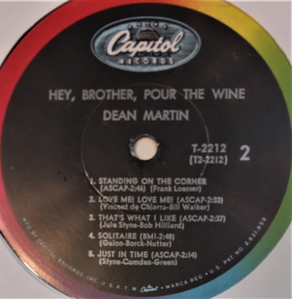Dean Martin : Hey, Brother, Pour The Wine (LP, Comp, Mono, Scr)