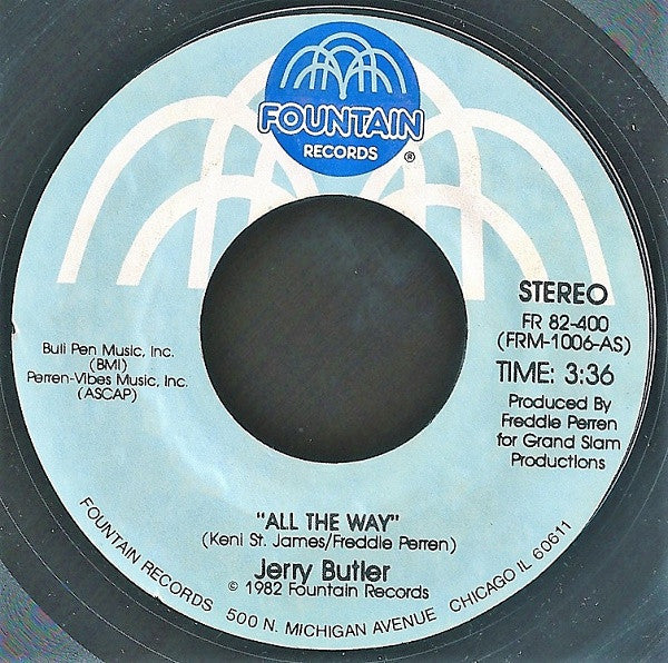 Jerry Butler : All The Way / No Love Without Changes (7", Single, Styrene, PRC)