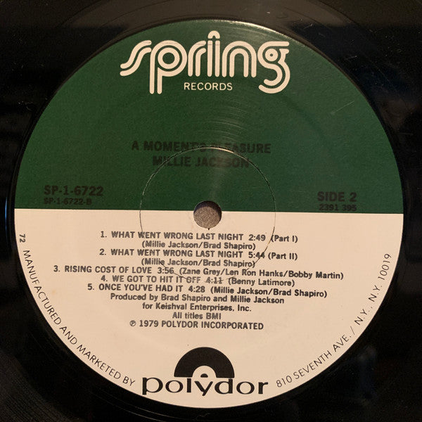 Millie Jackson : A Moment's Pleasure (LP, Album, Mixed, 72 )