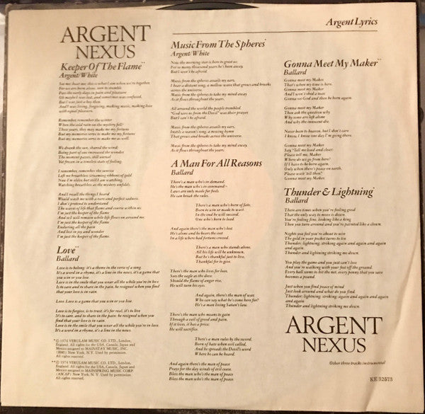Argent : Nexus (LP, Album, Pit)