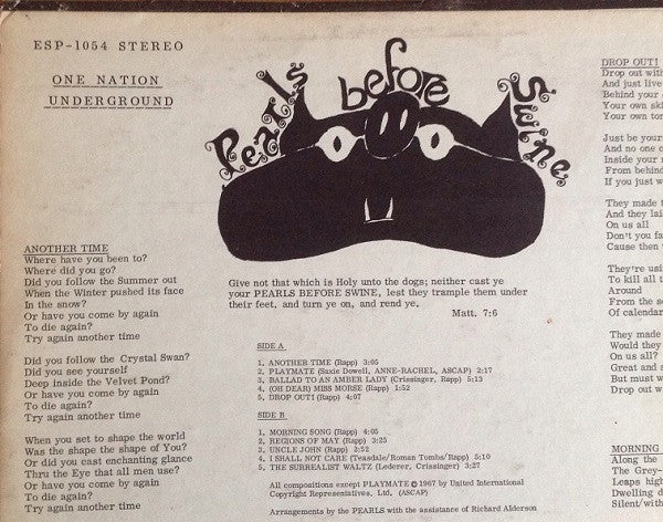 Pearls Before Swine : One Nation Underground (LP, Album)