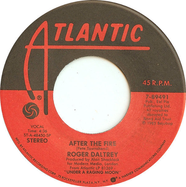Roger Daltrey : After The Fire (7", Single, SP)